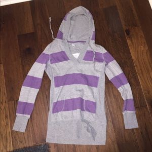 Purple striped hoodie